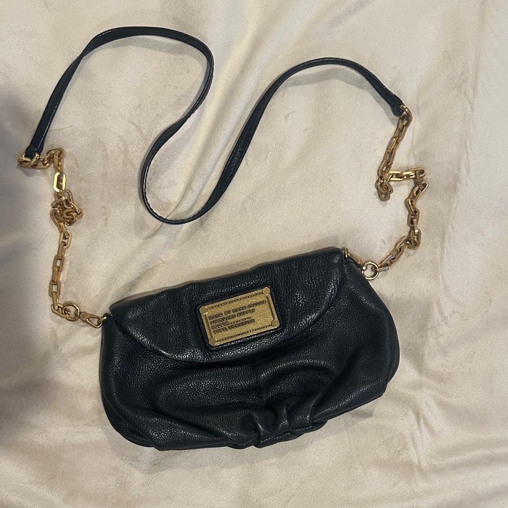 Marc Jacobs Black Crossbody Bag with Gold Chain